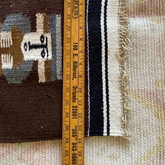 VTG Woven Wool Zapotec Indigenous Southwest Mexican Wool WALL TAPESTRY /‎ RUG - Picture 8 of 8